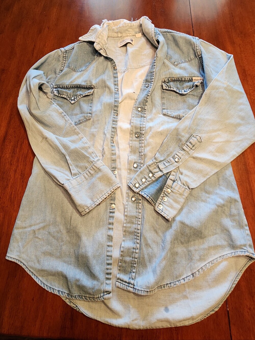 Vintage 70s Size MT Light Wash Denim Sears And Roebuck Western Shirt AS IS
